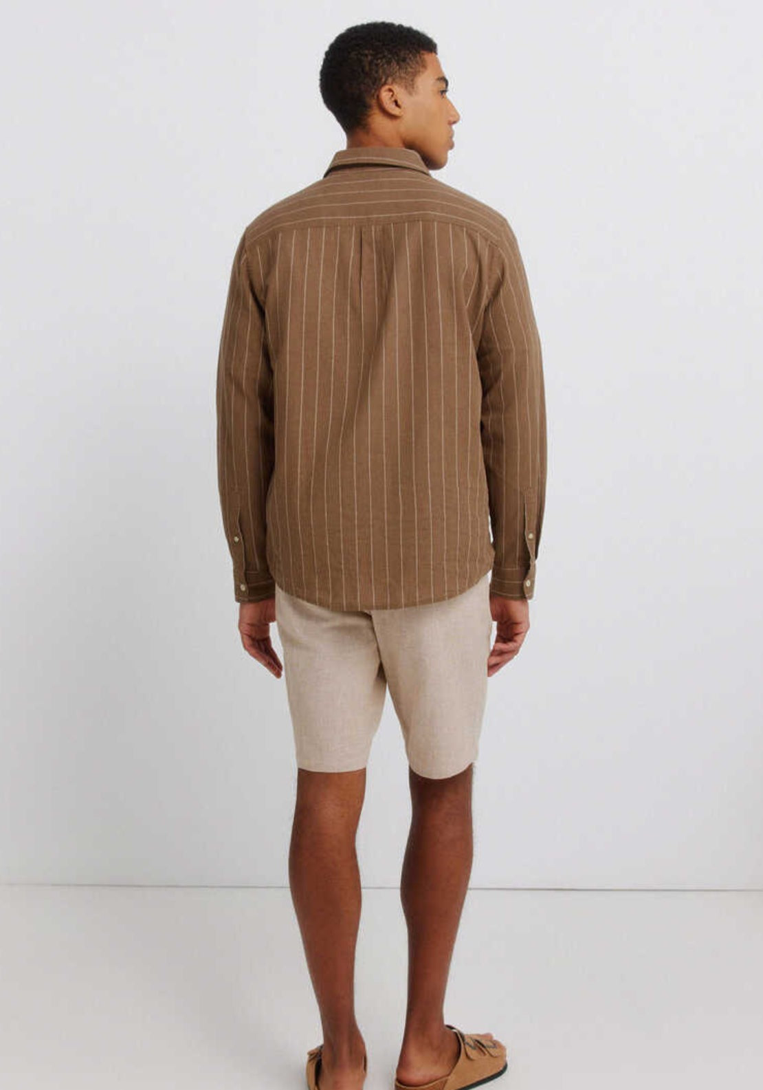 Dobby Linen Blend Comfort Fit Bermuda Shorts - Beige/camel