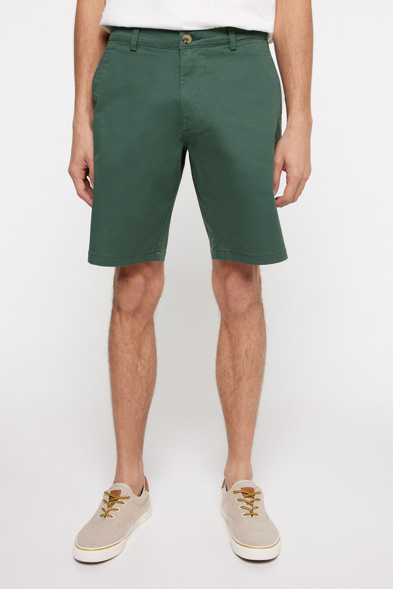 Springfield Coloured comfort fit Bermuda shorts - Green 1 Shaws Department Stores