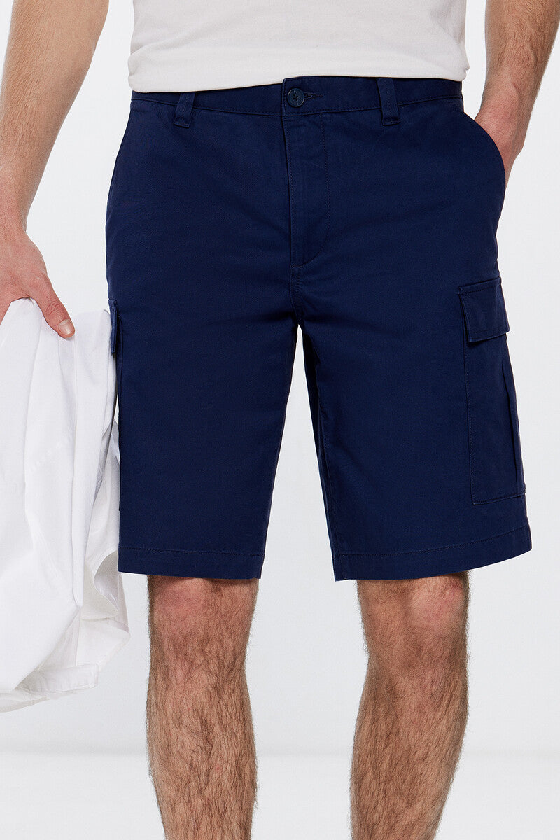 Springfield Comfort fit cargo Bermuda shorts - Navy 1 Shaws Department Stores