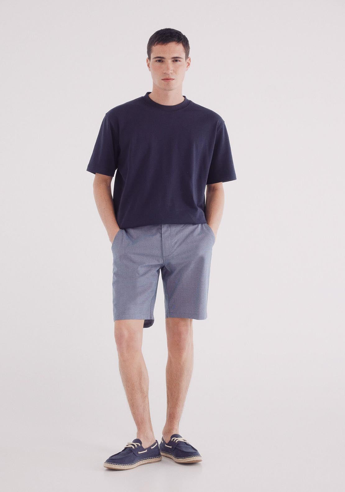 Springfield Bermuda Structure Color Comfort Fit - Blue 1 Shaws Department Stores