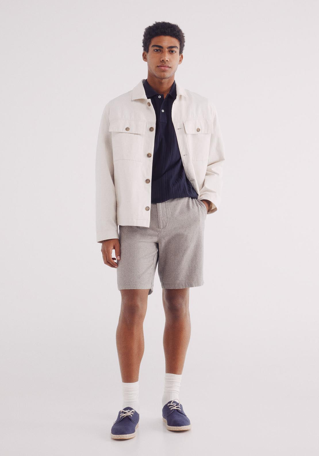 Springfield Slim Fit Colored Structured Bermuda Shorts - Sand 5 Shaws Department Stores