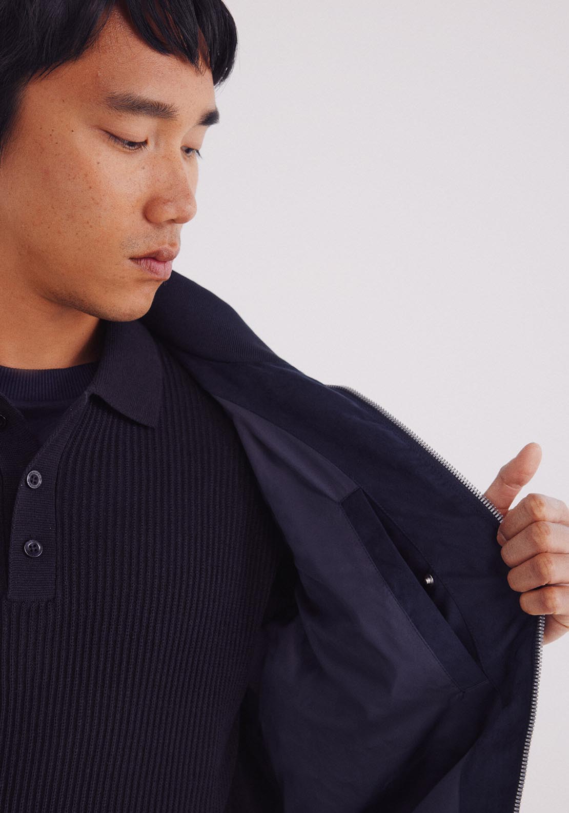 Faux Suede Jacket - Blue