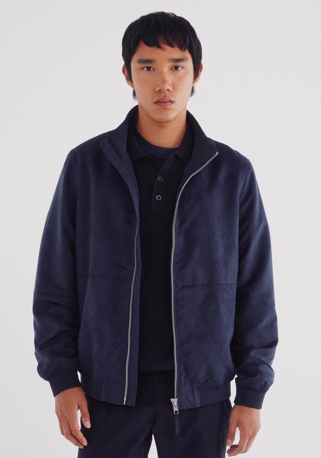 Faux Suede Jacket - Blue