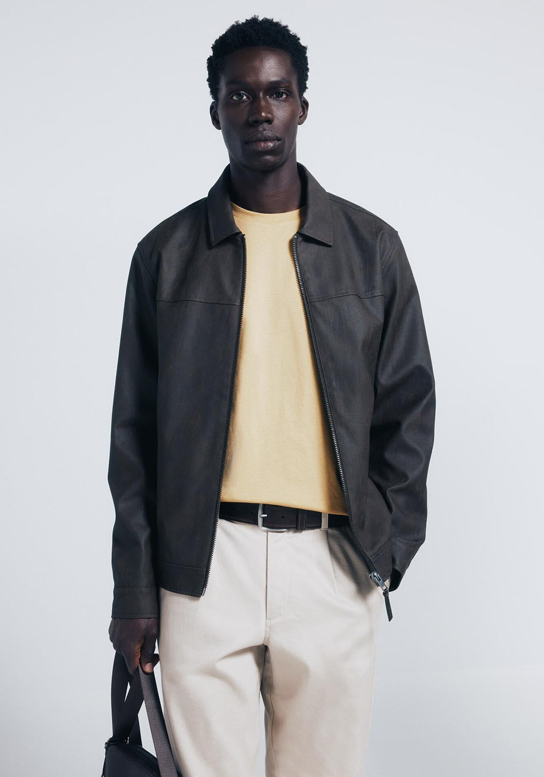 Springfield Faux Leather Jacket - Black 1 Shaws Department Stores