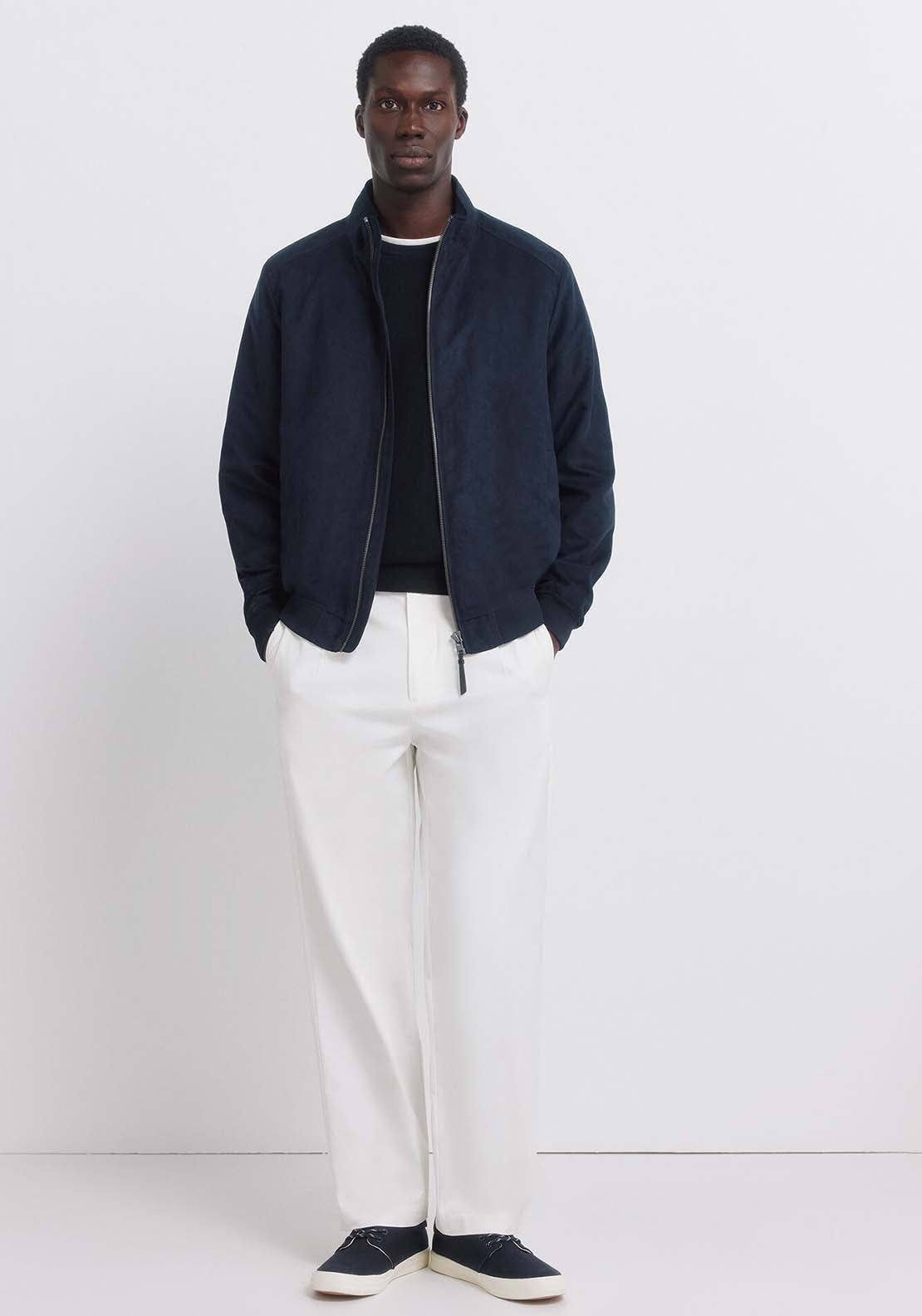 Faux Suede Jacket - Blue