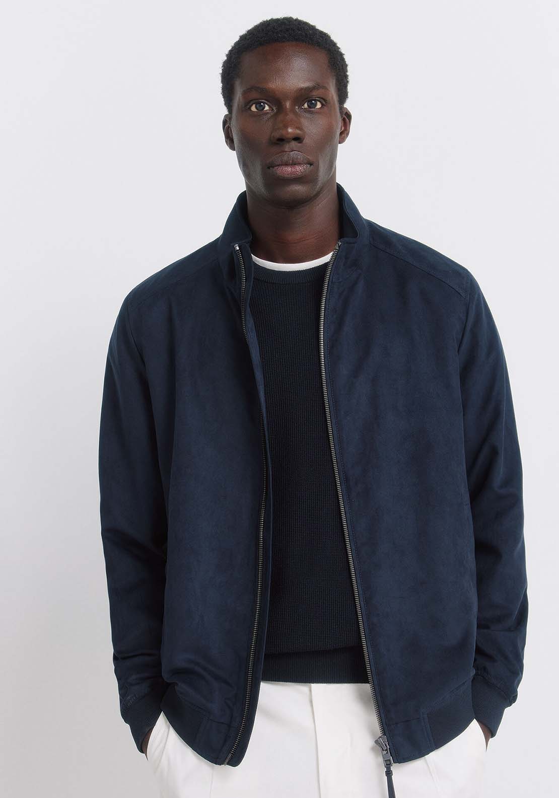 Faux Suede Jacket - Blue