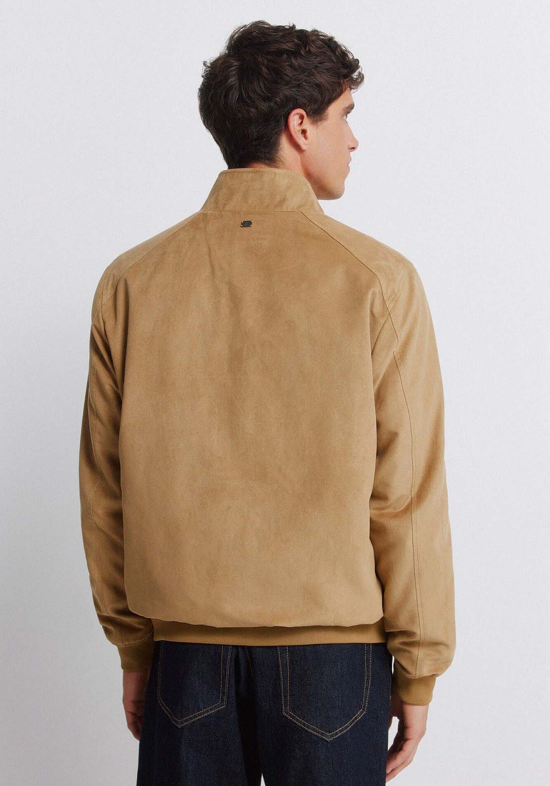 Faux Suede Jacket - Beige/camel