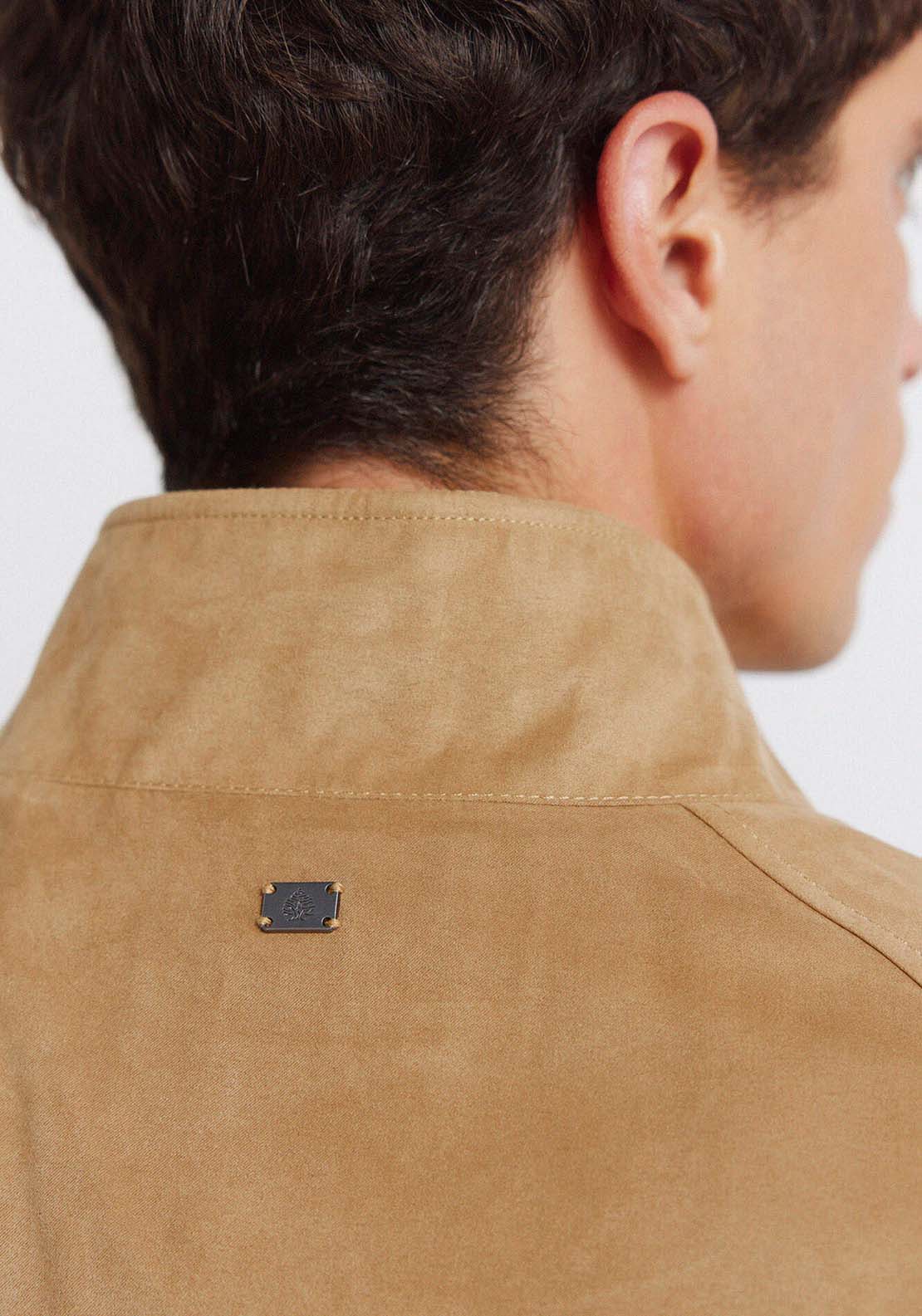 Faux Suede Jacket - Beige/camel