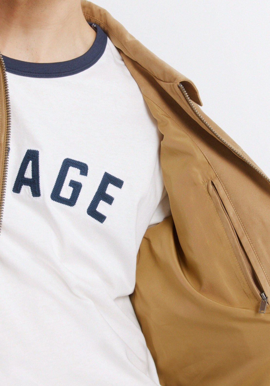 Faux Suede Trucker Jacket - Beige/camel