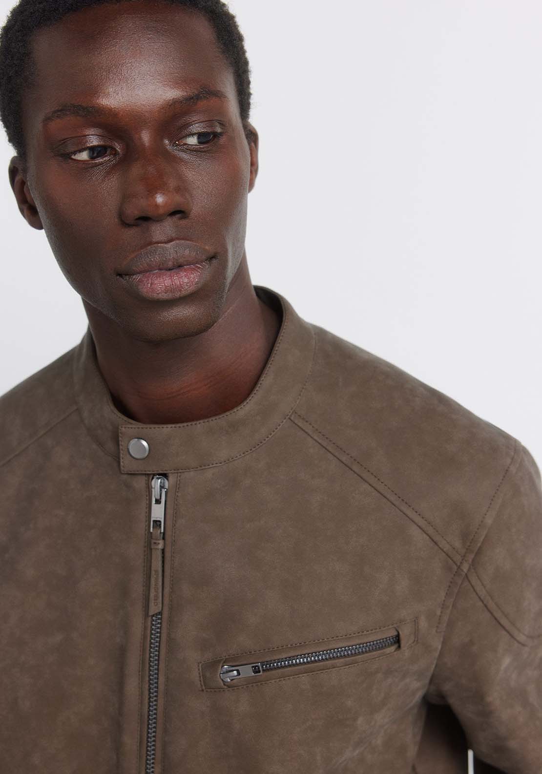 Faux Suede Jacket - Black