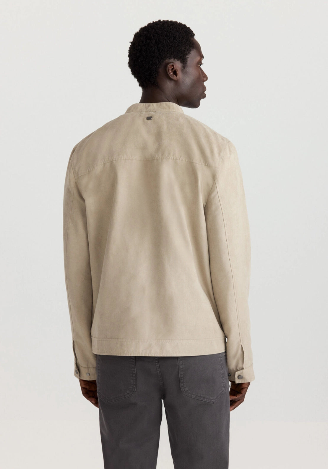 Suede Biker Jacket - Beige