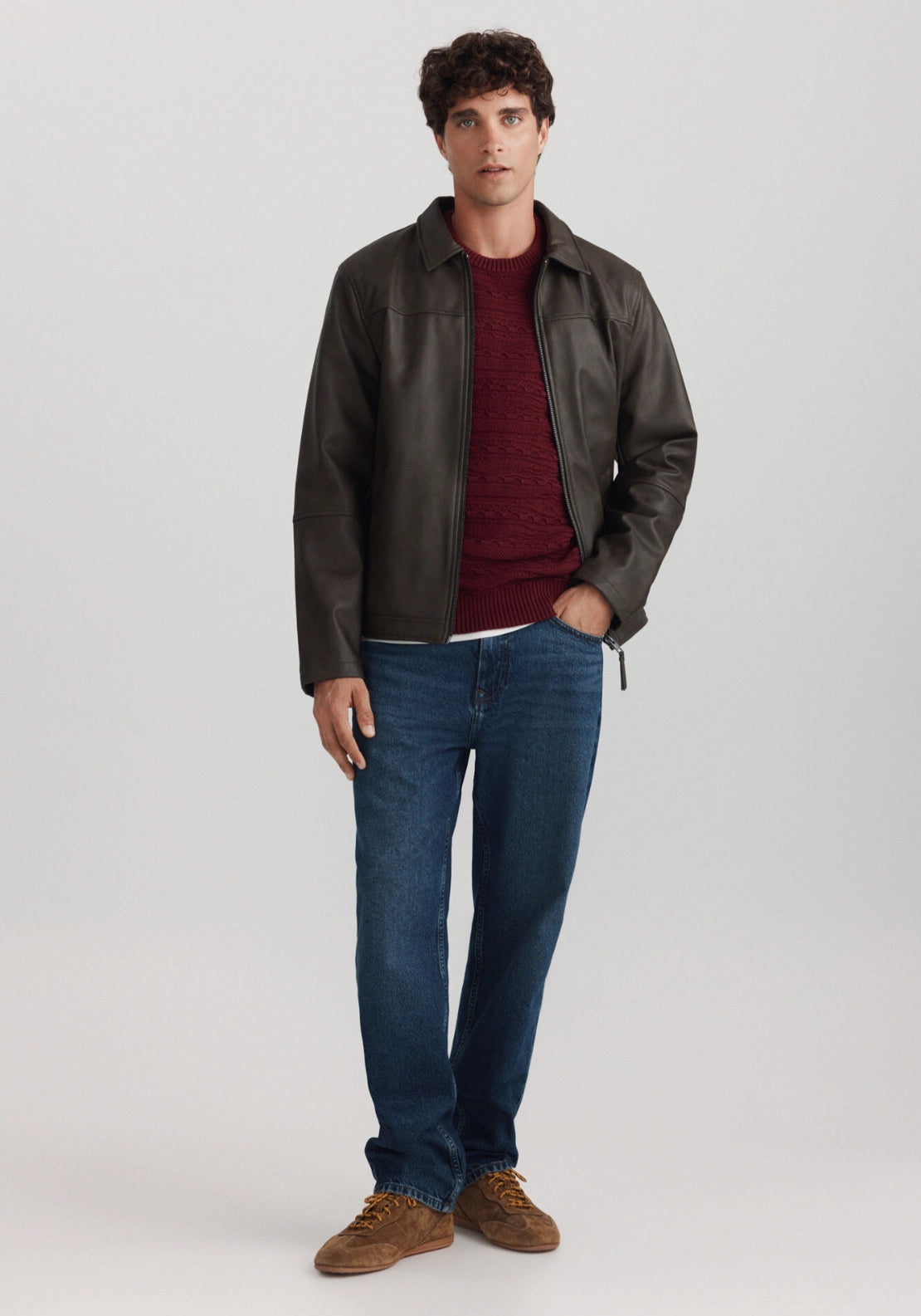 Aviator PU Jacket - Black