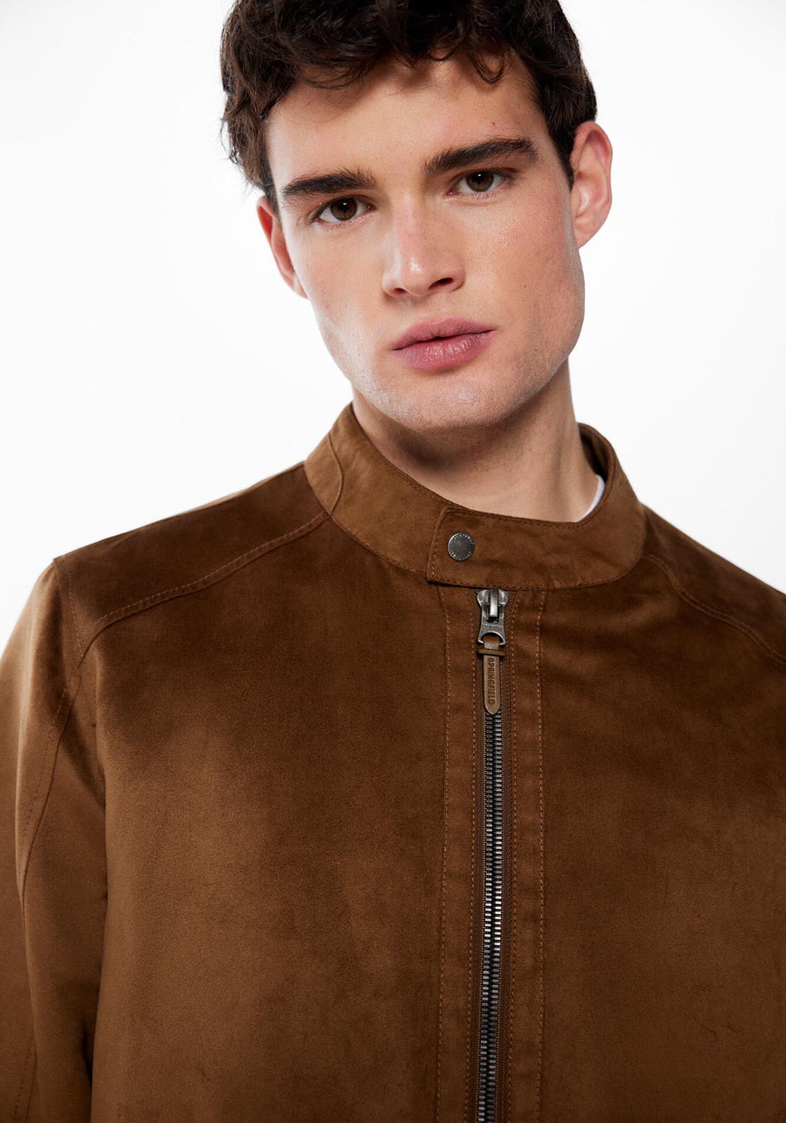 Springfield Faux suede jacket - Tan 7 Shaws Department Stores