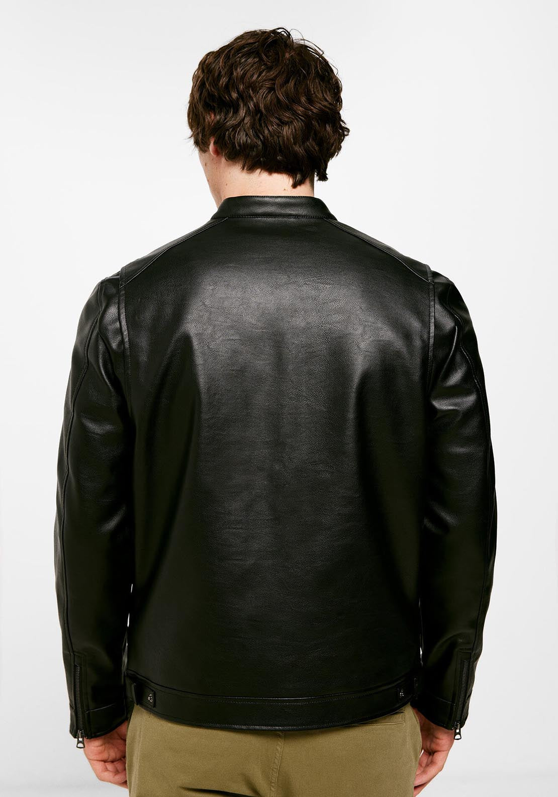 Springfield Faux leather biker jacket - Black 3 Shaws Department Stores
