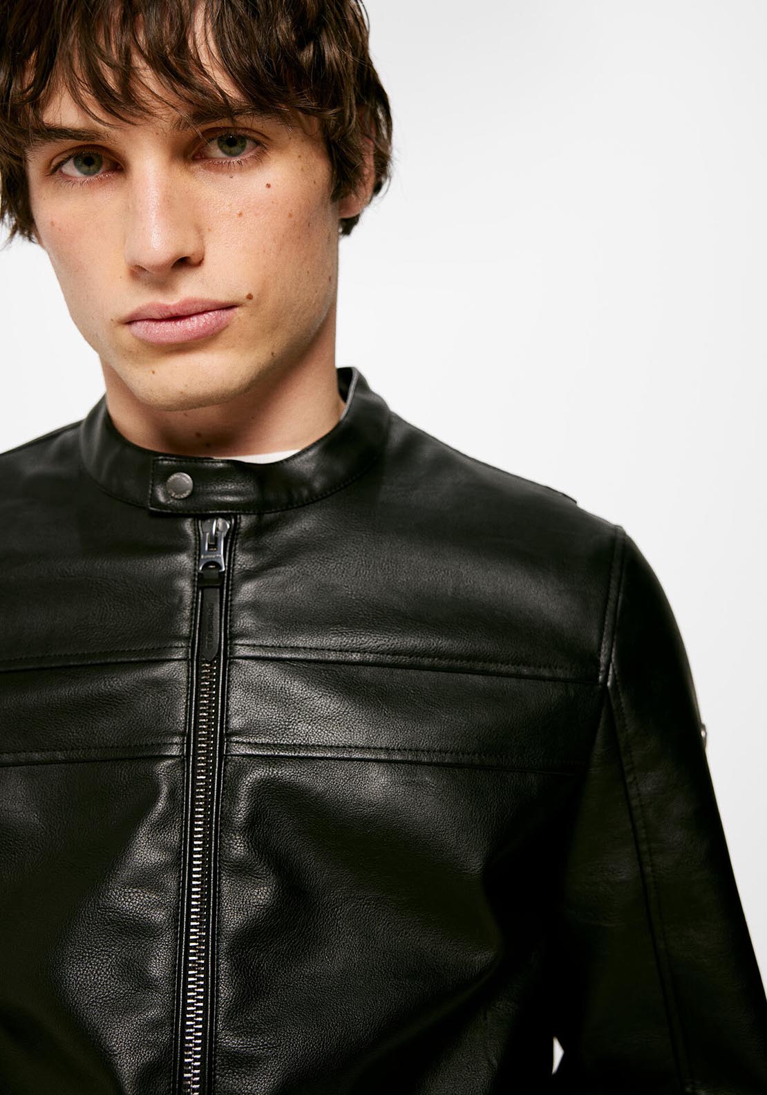 Springfield Faux leather biker jacket - Black 4 Shaws Department Stores