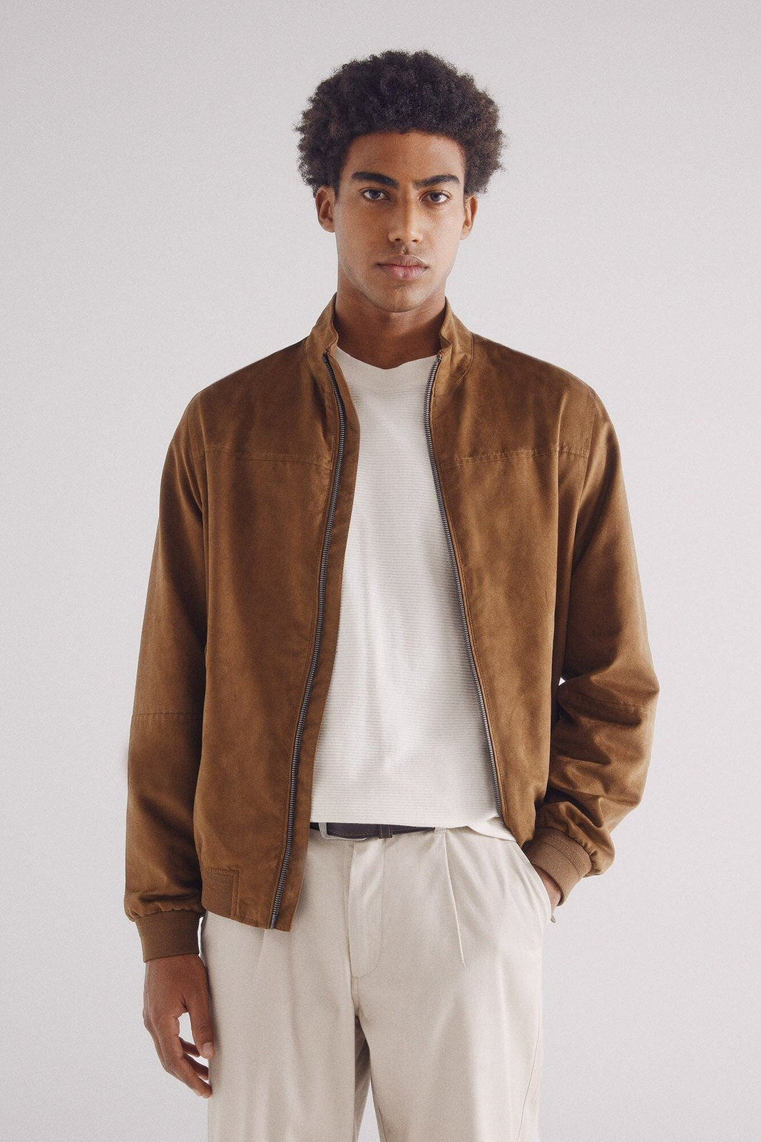 Springfield Faux suede jacket - Blue / Camel 3 Shaws Department Stores