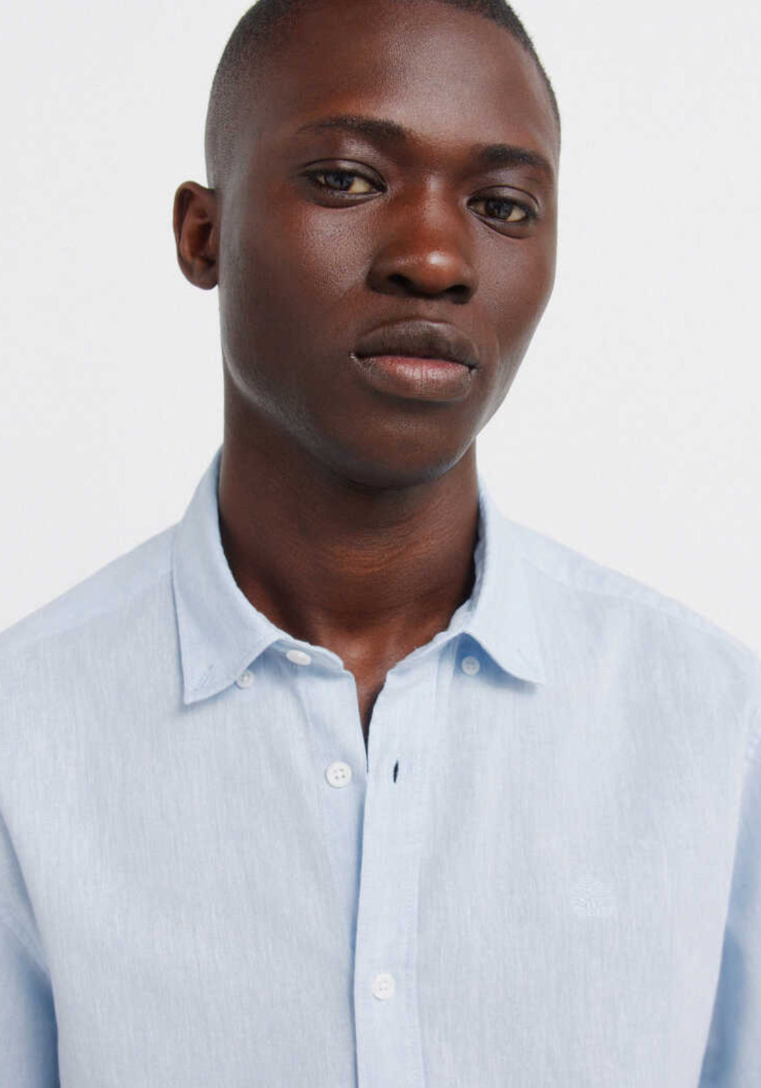 Linen Blend Short Sleeve Shirt - Blue