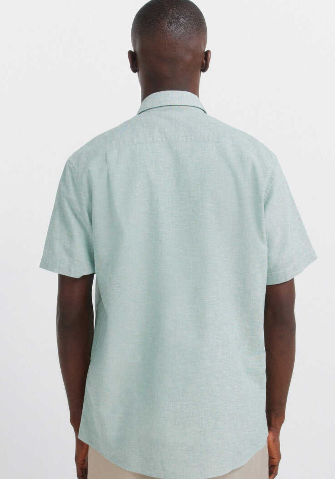 Linen Blend Short Sleeve Shirt - Green