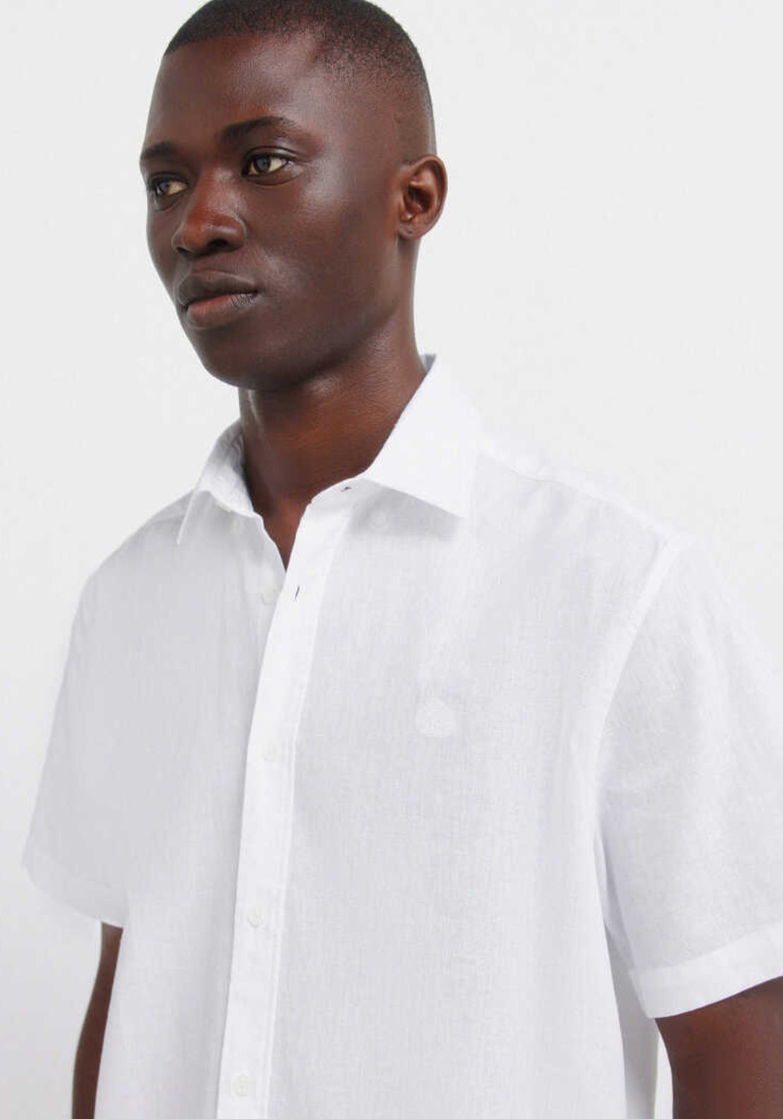 Linen Blend Short Sleeve Shirt - White