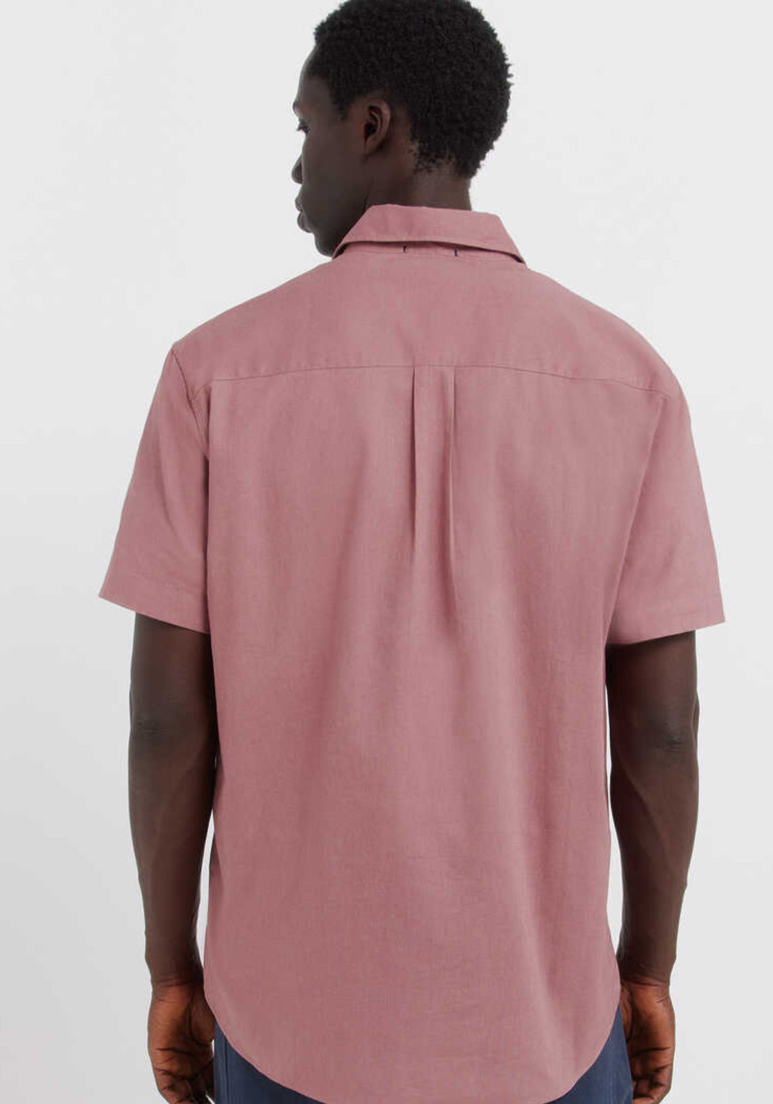 Linen Blend Short Sleeve Shirt - Orange