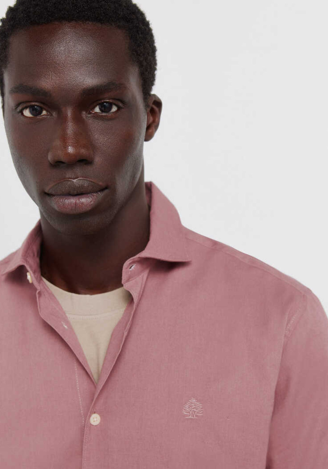 Linen Blend Short Sleeve Shirt - Orange