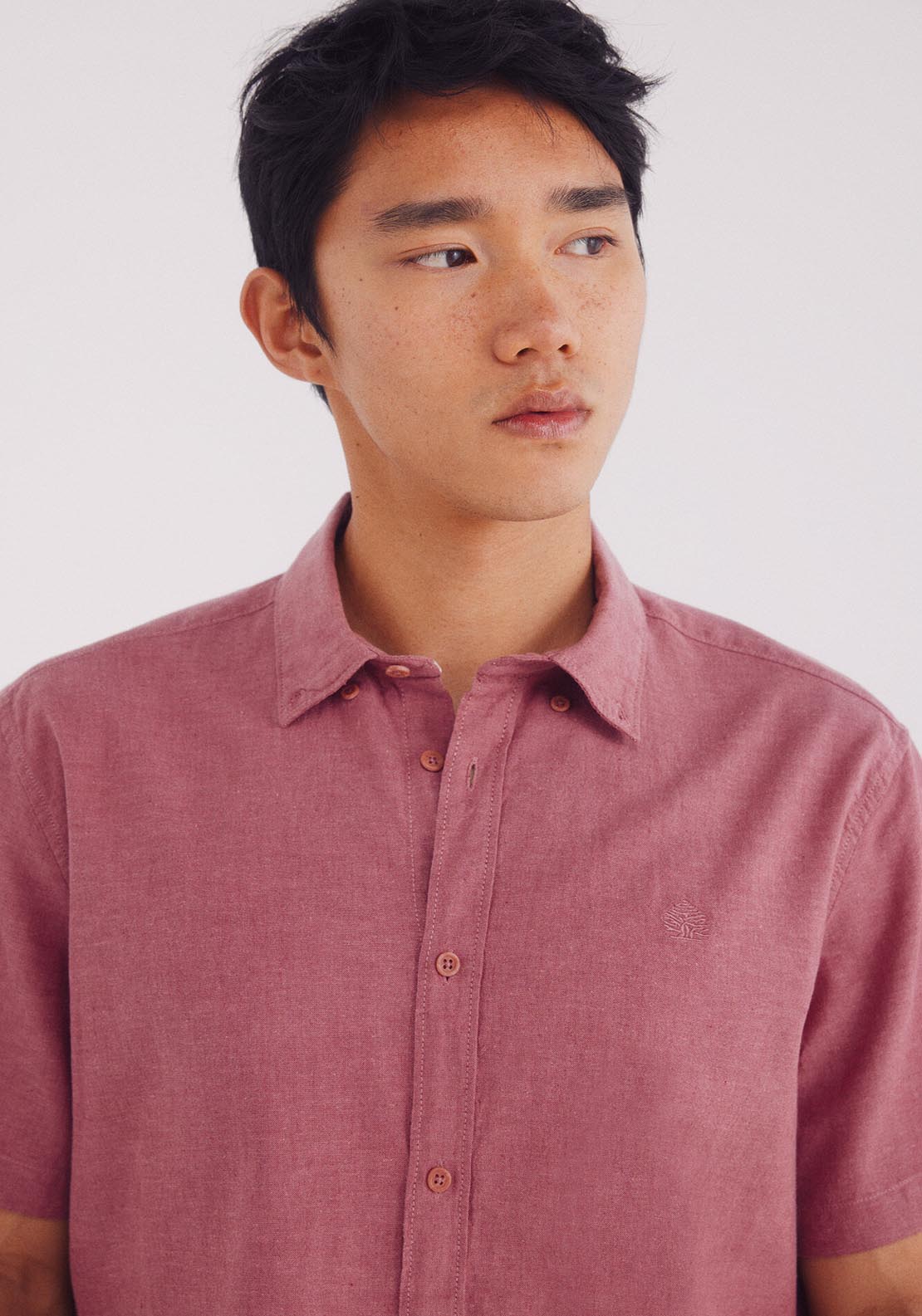 Springfield Linen Shirt With Short Sleeves - Orange 4 Shaws Department Stores