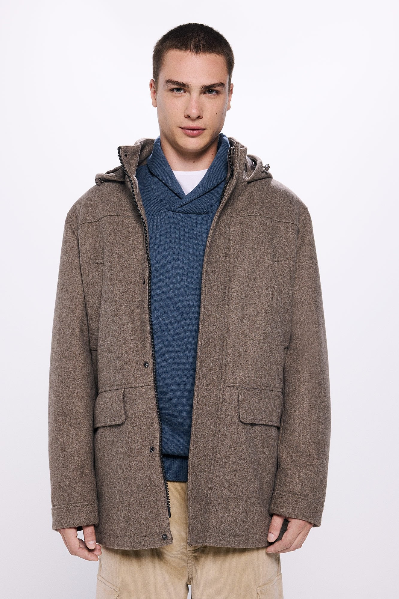 Springfield Hooded Faux Wool Parka - Sand 2 Shaws Department Stores