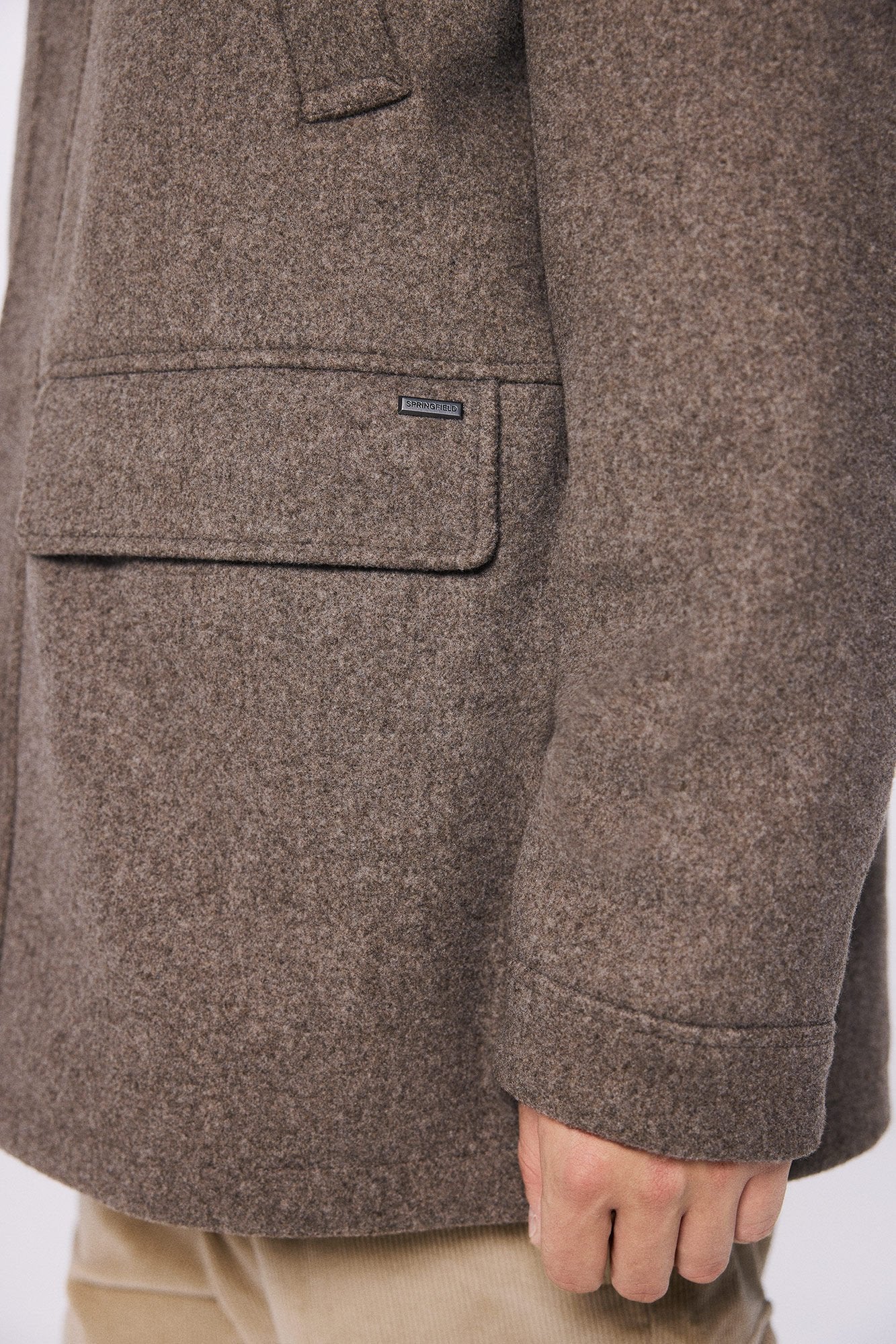 Springfield Hooded Faux Wool Parka - Sand 6 Shaws Department Stores