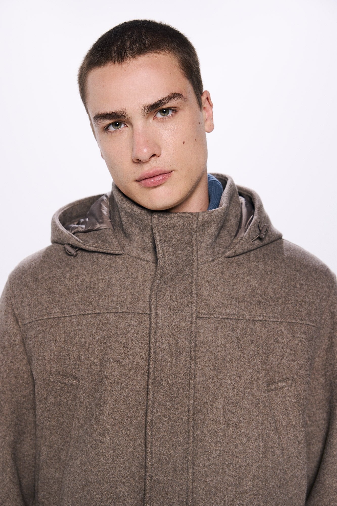 Springfield Hooded Faux Wool Parka - Sand 4 Shaws Department Stores