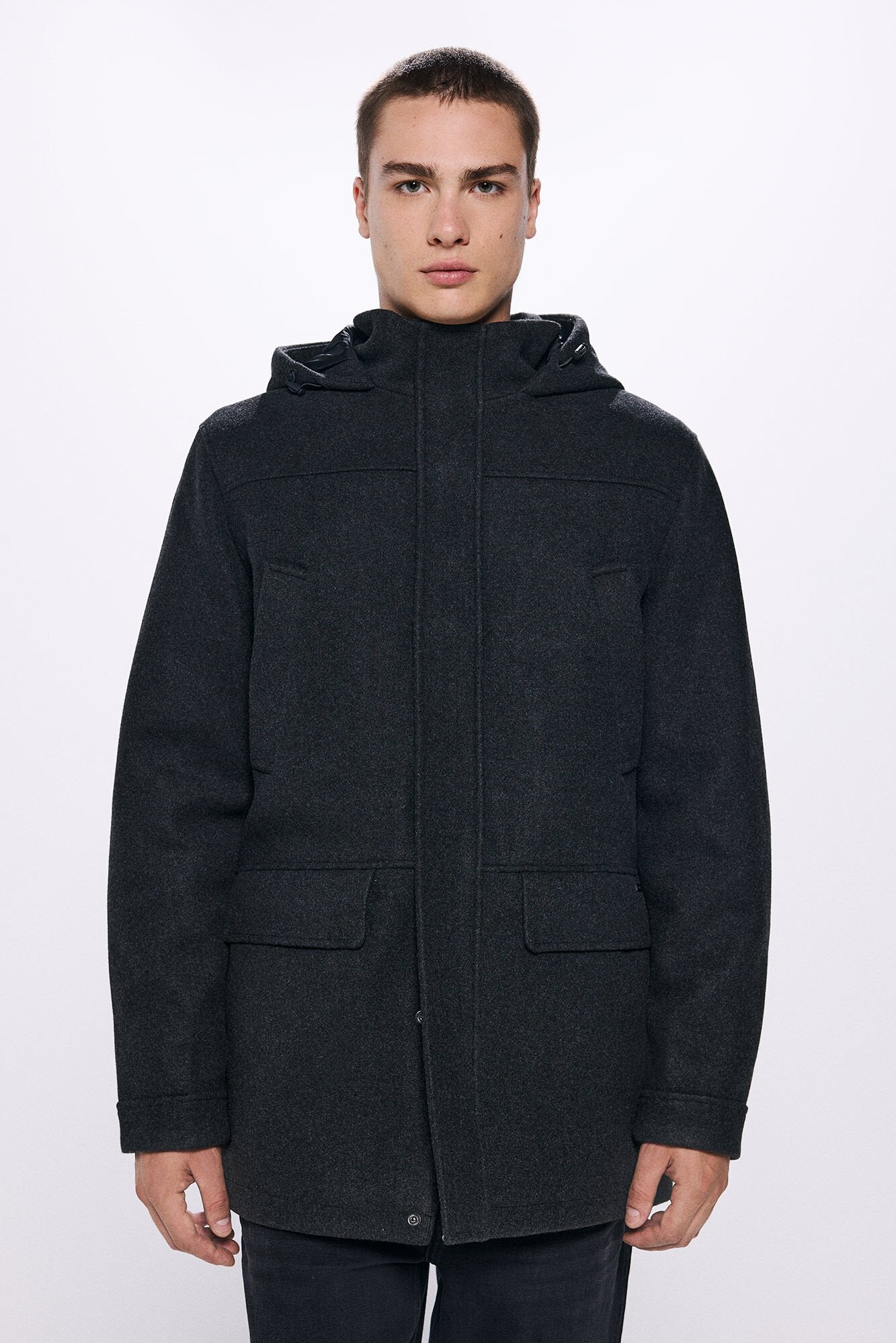 Springfield Hooded Faux Wool Parka - Grey 4 Shaws Department Stores