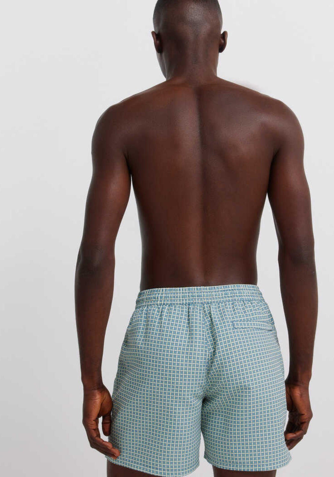 Geometric Print Zip Pocket Swim Shorts - Blue