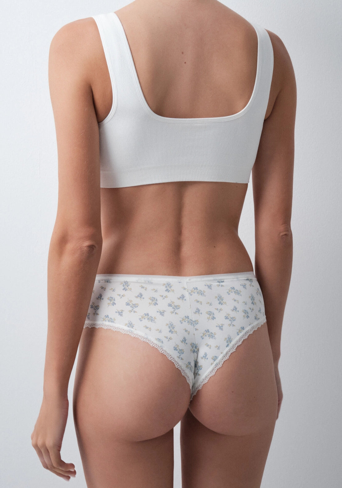 Wide Brazilian Briefs With White Floral Print - Multicolour