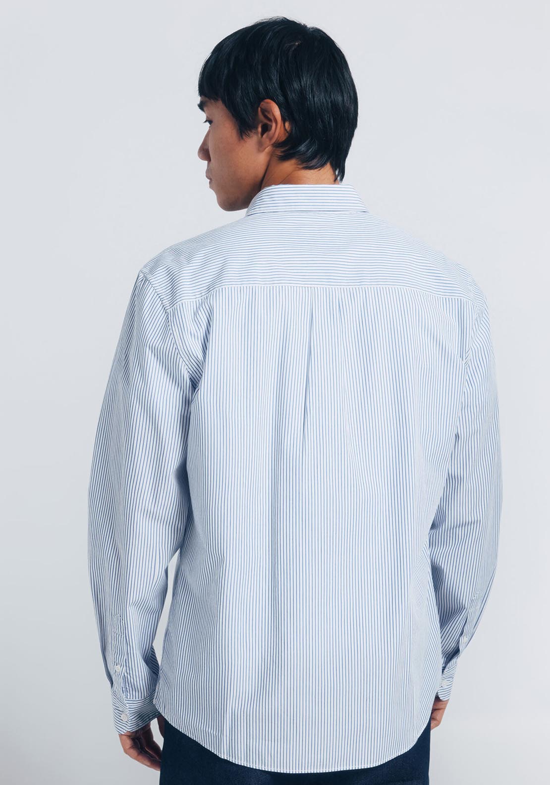 Striped Poplin Shirt - Blue
