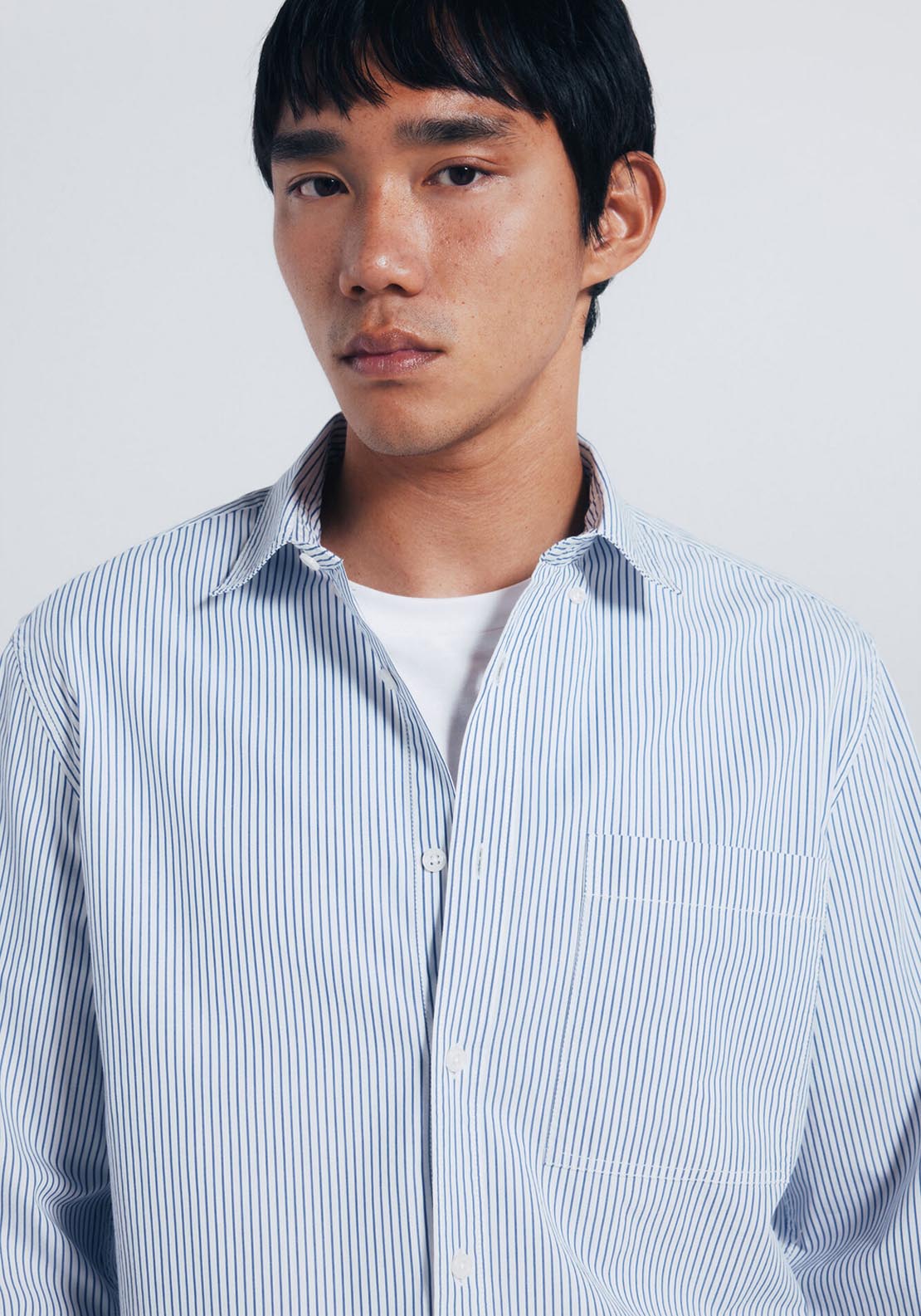 Striped Poplin Shirt - Blue