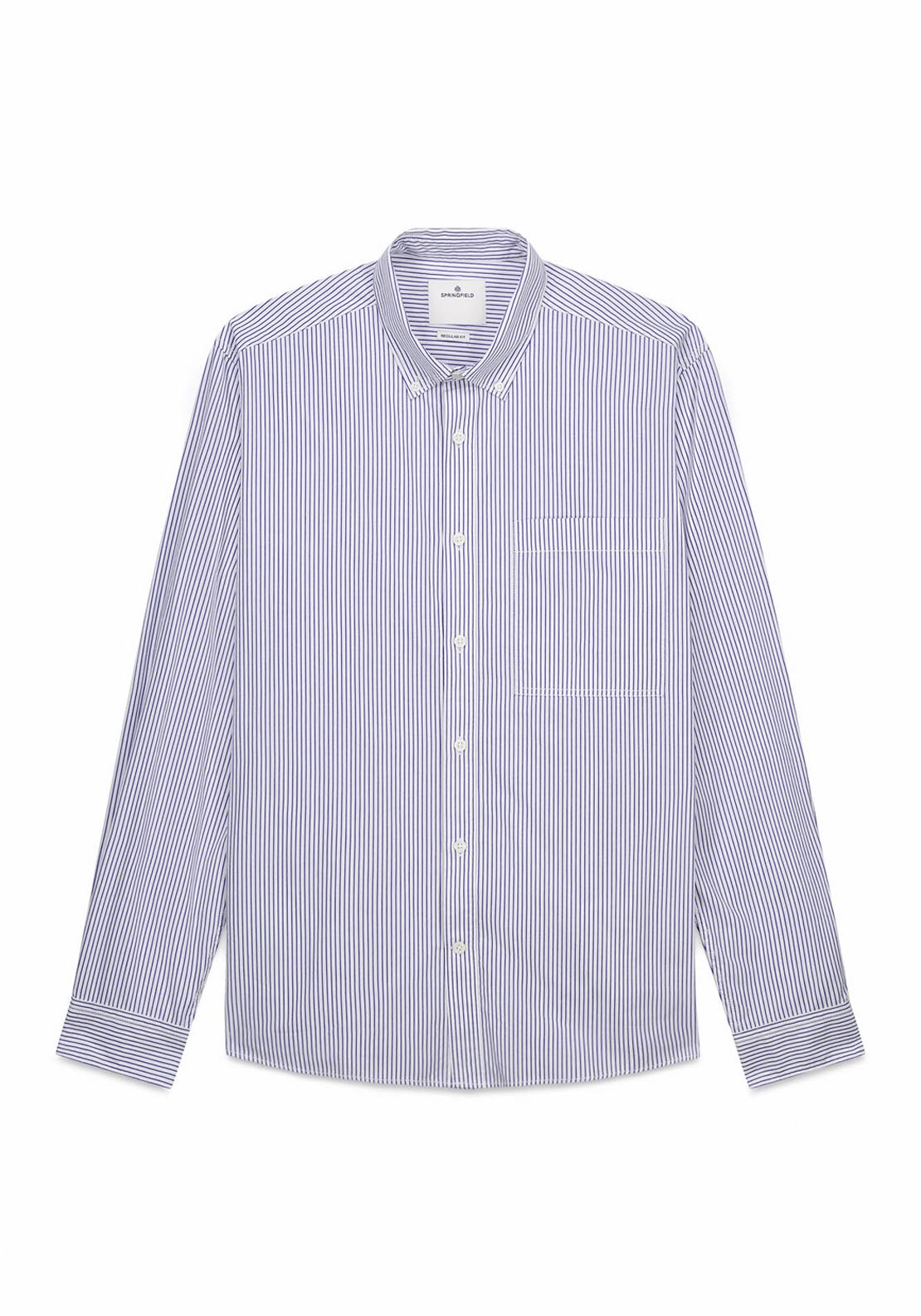 Striped Poplin Shirt - Blue