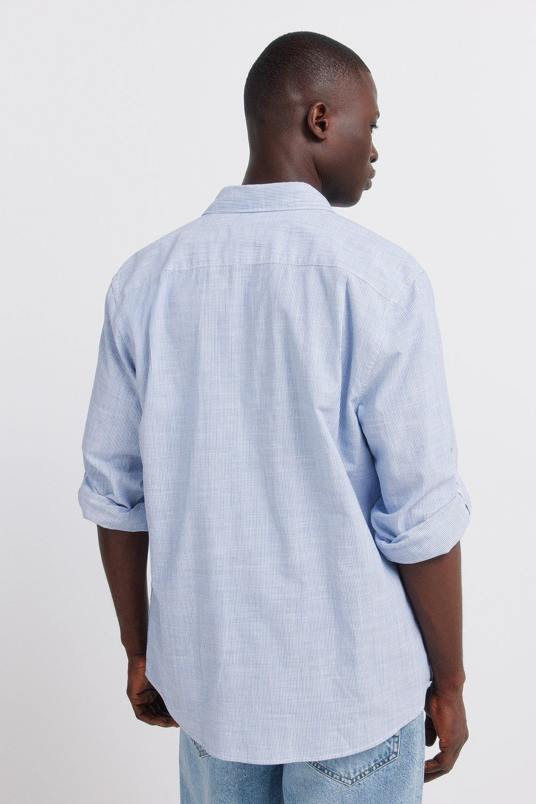 Lightweight Micro-Striped Shirt - Blue