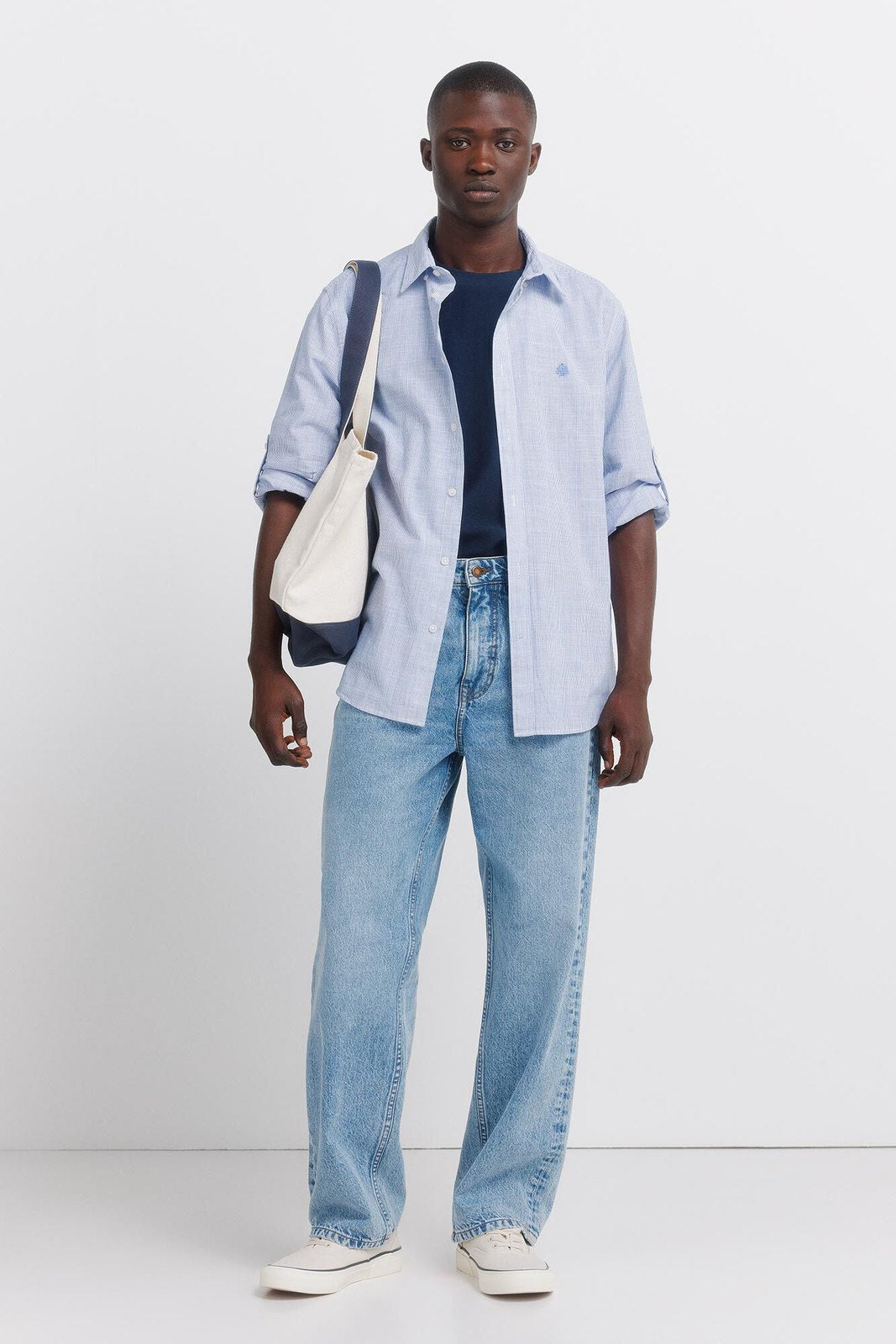Lightweight Micro-Striped Shirt - Blue