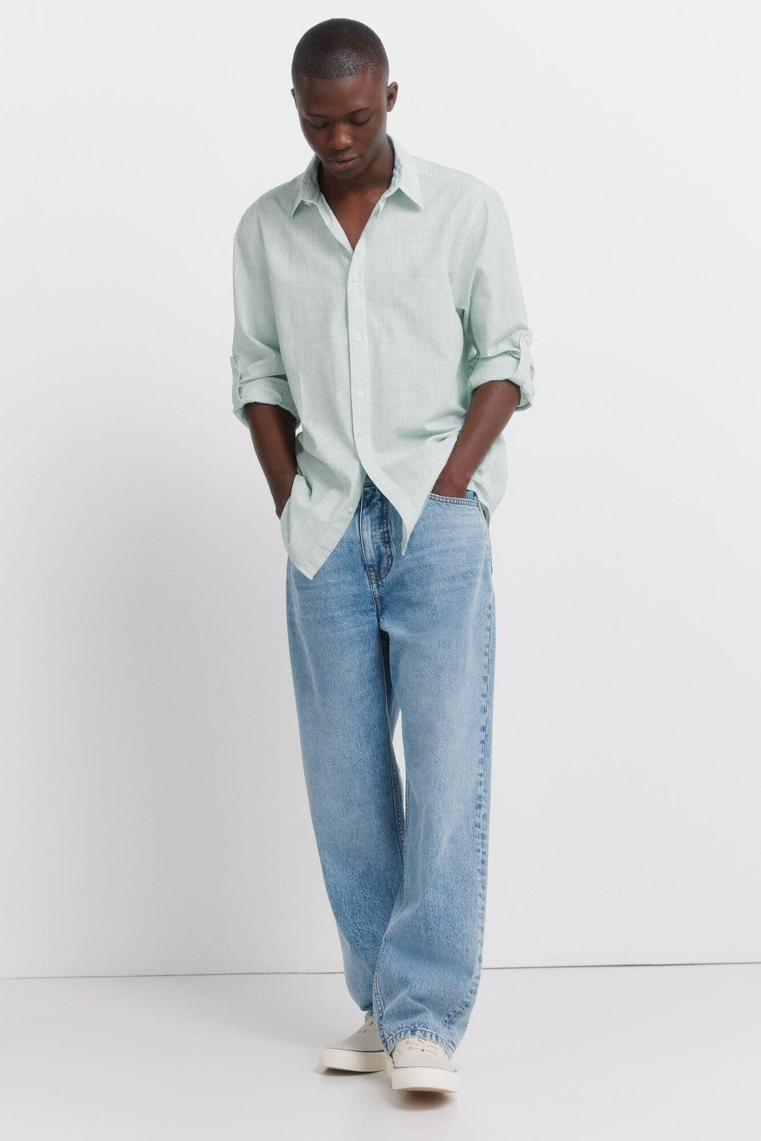 Lightweight Micro-Striped Shirt - Green