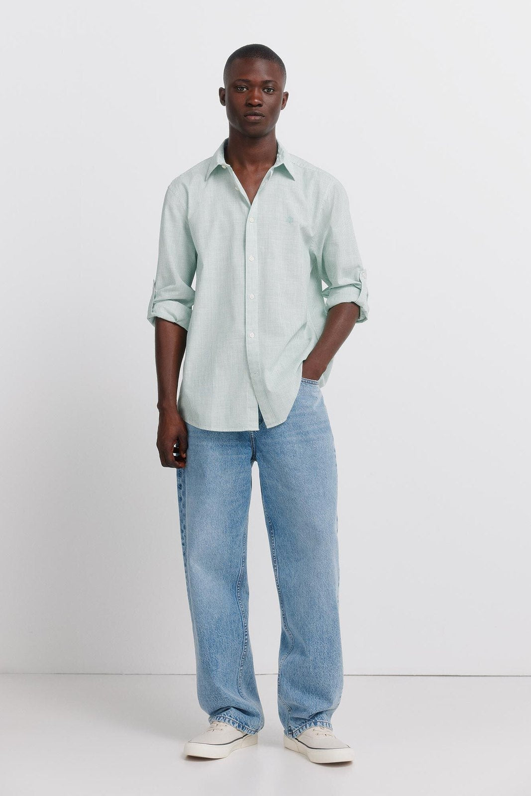 Lightweight Micro-Striped Shirt - Green