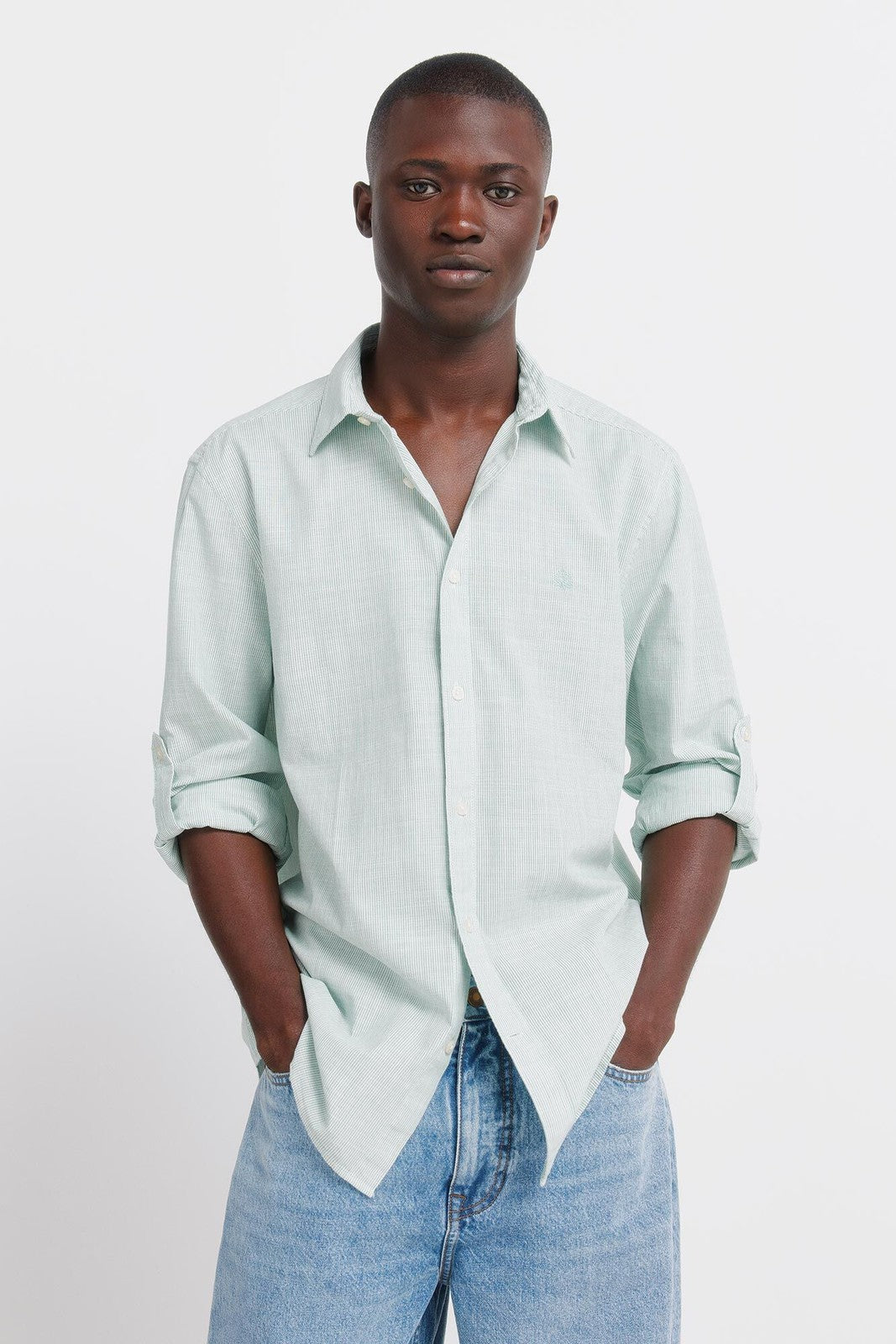 Lightweight Micro-Striped Shirt - Green
