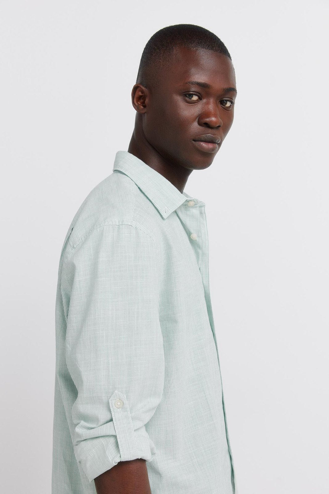 Lightweight Micro-Striped Shirt - Green