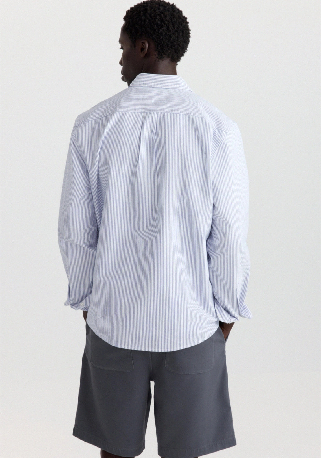 Long Sleeve Stripe Oxford Tailored Shirt - Blue