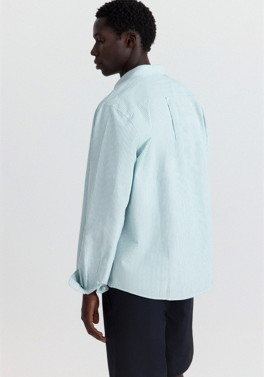 Long Sleeve Stripe Oxford Tailored Shirt - Green