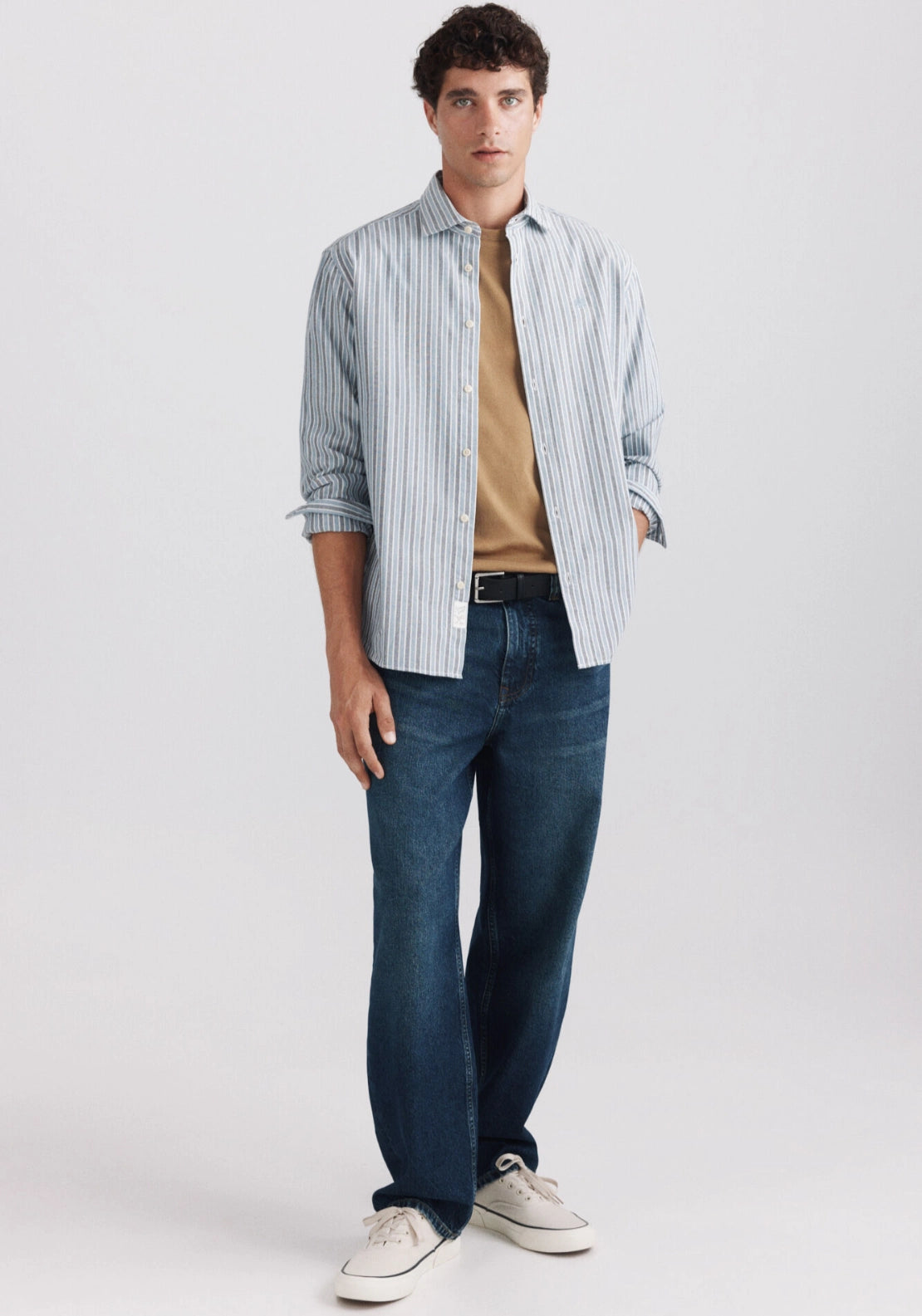 Stripe Light Oxford Shirt - Blue
