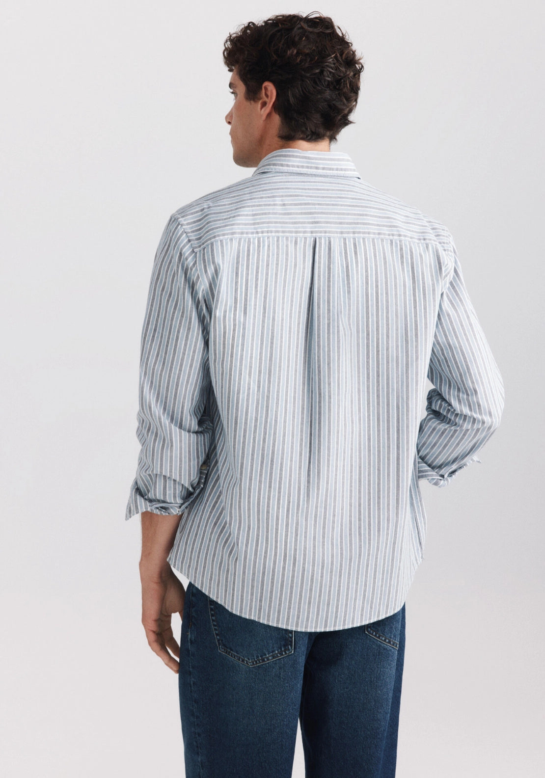 Stripe Light Oxford Shirt - Blue