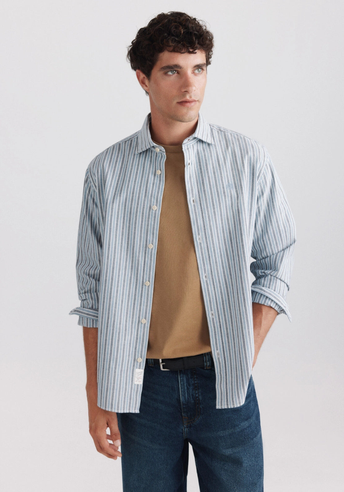 Stripe Light Oxford Shirt - Blue