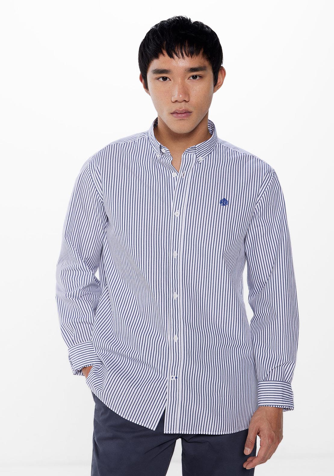 Springfield Long Sleeve Stripe Shirt - Blue 1 Shaws Department Stores