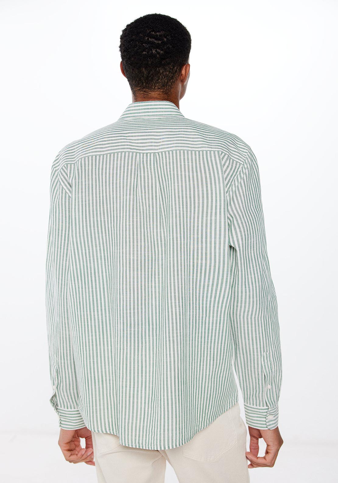 Springfield Long Sleeve Stripe Shirt - Green 3 Shaws Department Stores