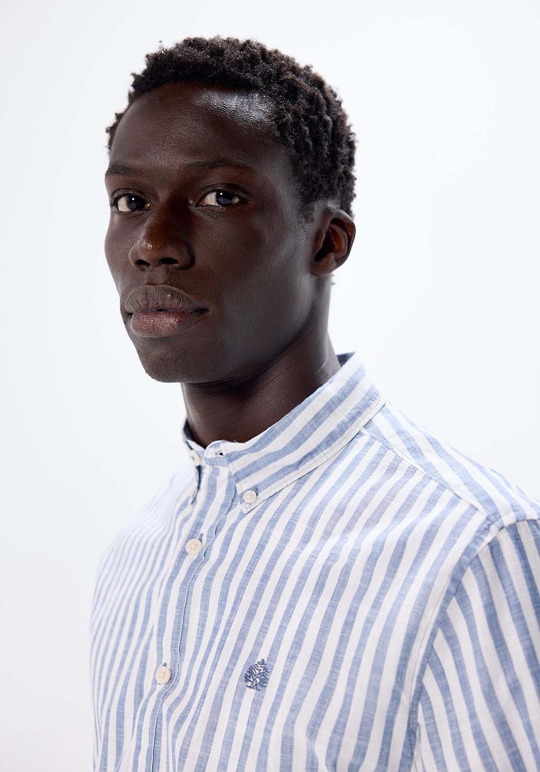 Springfield Light striped fabric shirt - Blue 3 Shaws Department Stores