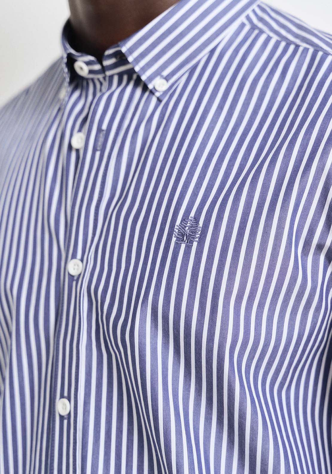 Springfield striped poplin shirt - Navy 2 Shaws Department Stores